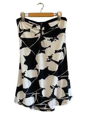 Roxy Black & White Floral Strapless Dress Smocked Back & Cut-Out – Large GUC